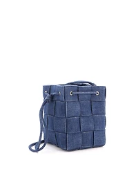 Pre-Owned Bottega Veneta Small Cassette Bucket Bag Maxi Intrecciato Denim