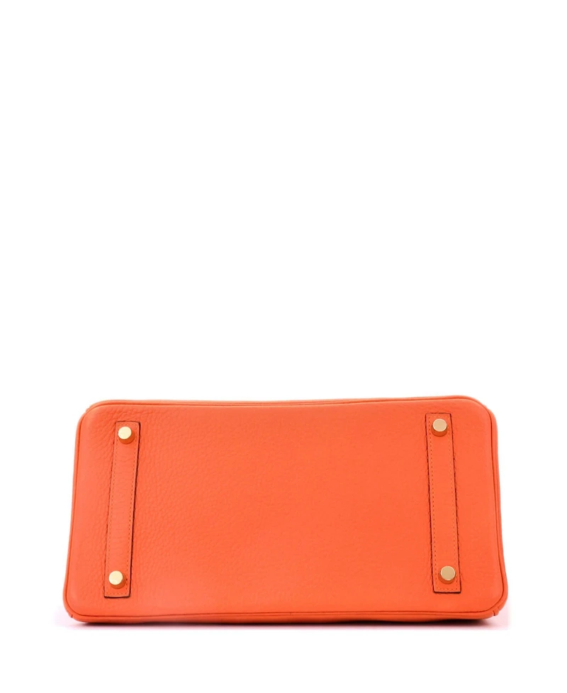 Pre-Owned Hermes Birkin 30 Handbag Orange Clemence with Gold Hardware