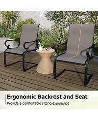Gymax Patio Dining Chairs Set of 4 C-Spring Motion Patio Chairs With Metal Frame