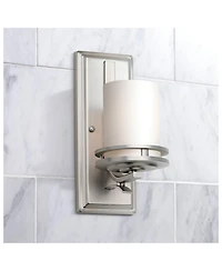 Kichler Hendrik 12" High Nickel and White Etched Glass Wall Sconce