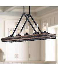 Kichler Colerne 46 1/2" Wide Black Auburn Wood 5-Light Island Pendant