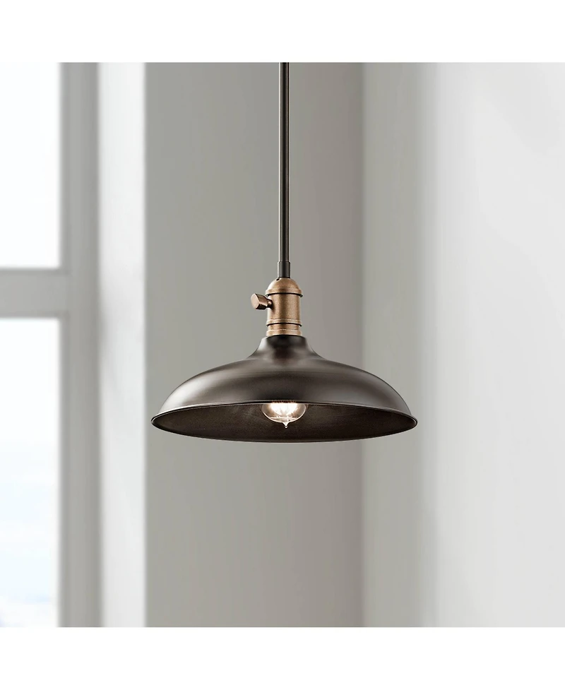 Kichler Cobson 12" Wide Bronze Rustic Industrial Dome Pendant Light