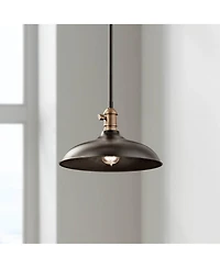 Kichler Cobson 12" Wide Bronze Rustic Industrial Dome Pendant Light