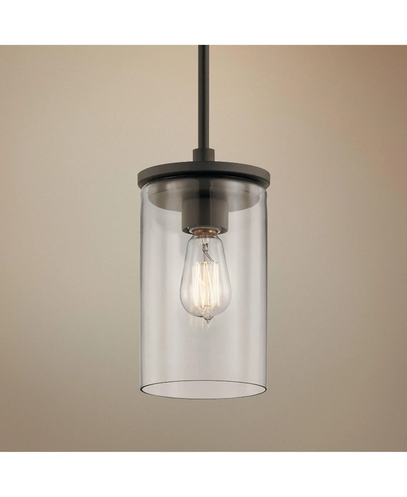 Kichler Crosby 6" Wide Olde Bronze 1-Light Clear Glass Mini Pendant