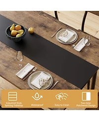 Dining Table Set for 2, 3-Piece Kitchen Set with Metal Frame and Mdf Board, Two-Tone Splicing Desktop, for Apartment, Kitchen, Dining Room