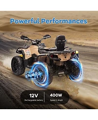 12V 2-Seater Kids Electric Atv Ride-On with Remote Control Led Lights Music Spring Suspension for Ages 3-8