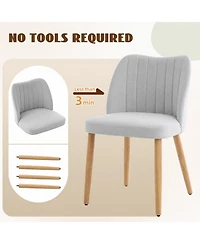Wood Dining Chairs Set of 6, Armless Dining Chairs with Backrest, Upholstered Dining Chairs Modern Fabric Kitchen Chairs with Wooden Leg for Kitchen
