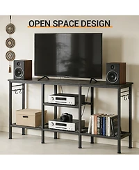 55" Tv Stand with Open Storage and Cable Management