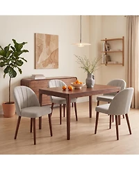 Dining Chairs Set of 4, Modern Upholstered Fabric Kitchen Chairs, Curved High Back, Thick Padded Seat and Wooden Frame, Side Chairs for Restaurant