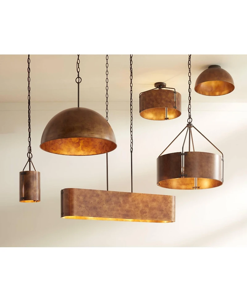 Possini Euro Design Julian 24" Rustic Pendant Ceiling Light Fixture Dining Room Over Table Dome 4-Light Brown Bronze Finish