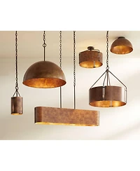 Possini Euro Design Julian 24" Rustic Pendant Ceiling Light Fixture Dining Room Over Table Dome 4-Light Brown Bronze Finish