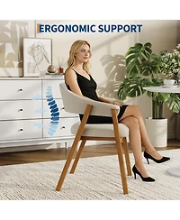 Dining Chairs Set of 4, Chenille Armchair, Upholstered Kitchen Chairs Wooden Legs Curved Backrest, Modern Chair for Dining Room Kitchen Living Room