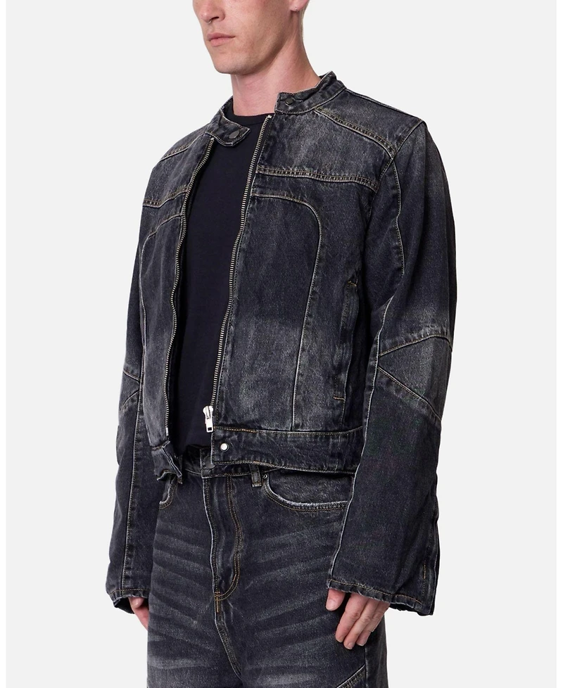 mnml Men's Panelled Moto Denim Jacket