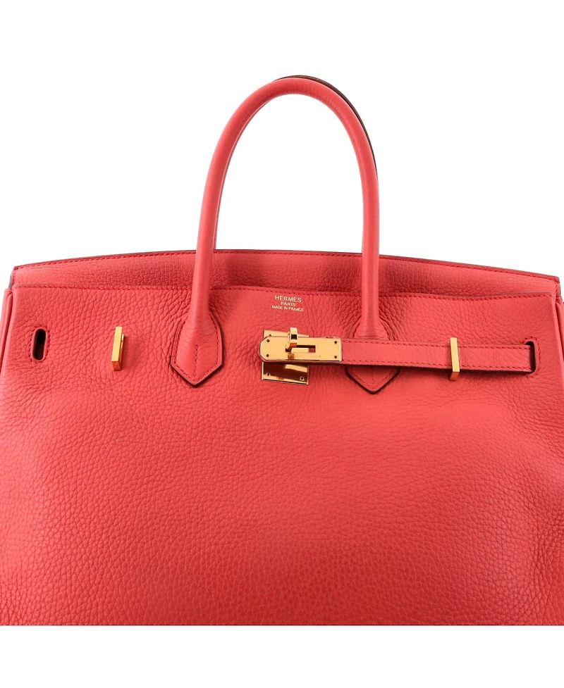 Pre-Owned Hermes Birkin 35 Handbag Pink Clemence with Gold Hardware