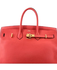 Pre-Owned Hermes Birkin 35 Handbag Pink Clemence with Gold Hardware