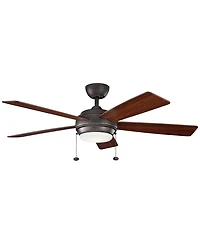 52" Kichler Starkk Olde Bronze Led Ceiling Fan with Pull Chain