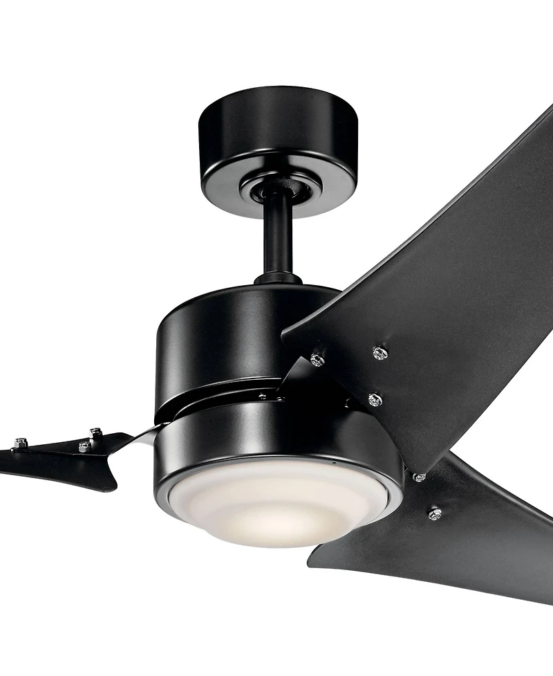 60" Kichler Rana Satin Black Led Outdoor Ceiling Fan with Wall Control