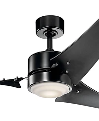 60" Kichler Rana Satin Black Led Outdoor Ceiling Fan with Wall Control
