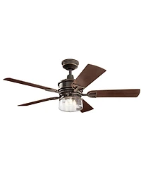 52" Kichler Lyndon Bronze Led Wet Rated Ceiling Fan with Wall Control