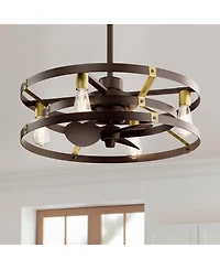 25" Kichler Cavelli Bronze Led Fandelier Ceiling Fan with Wall Control