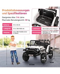 12V Ride On Electric Car for Kids with Remote Control 3 Speed Modes Music Led Lights Safety Belt Battery Powered Vehicle for Ages 3-6