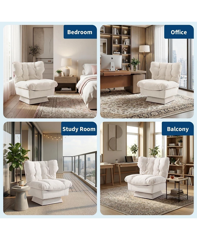 2 Set of Oversized Swivel Rocker Recliner Chair with High Back, 360 degrees) Rotation and Gentle Rocking for Living Room, Nursery,300lbs Capacity