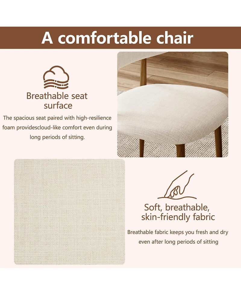 Flynama Set of 2 Metal Dining Chairs with Upholstered Seat, Woodgrain Frame, Kitchen Chairs
