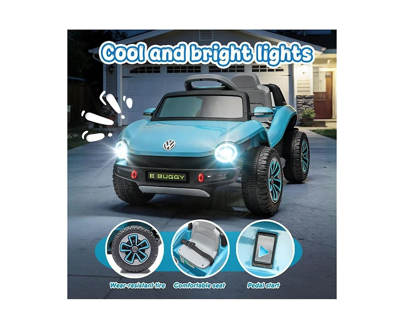 Yobtop Volkswagen Beetle 12V 2.4G Remote Control 4-Wheel Suspension Ride-On Electric Car, Ages 3-5