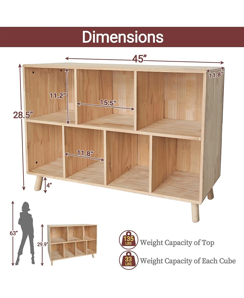Streamdale Furniture Streamdale Pine Wood 7-Cube Bookshelf and Storage Organizer