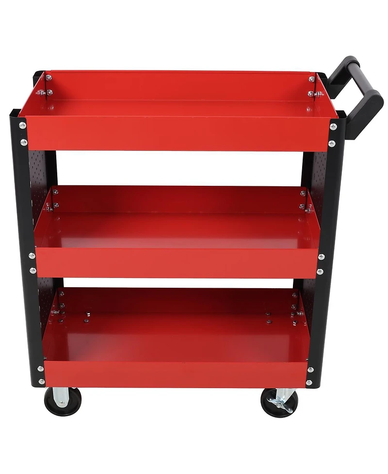 Streamdale Furniture 3 Tier Rolling Tool Cart with Pegboard