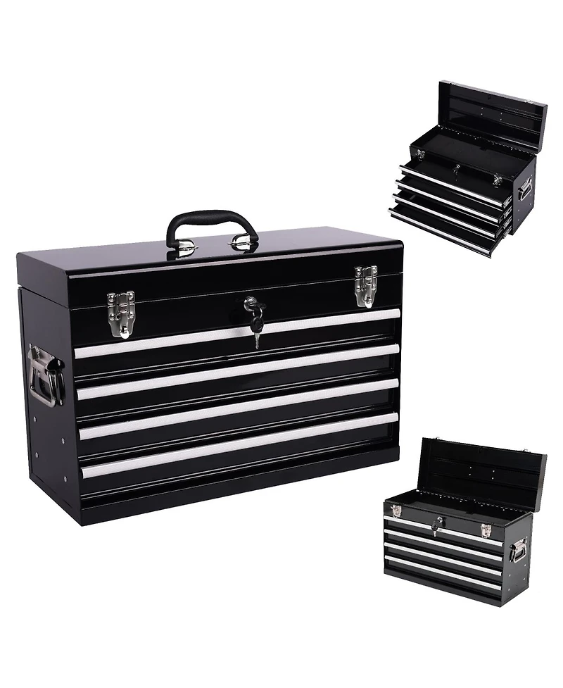 Streamdale Furniture 21" Heavy-Duty 4-Drawer Portable Metal Tool Box with Ball Bearing Slides