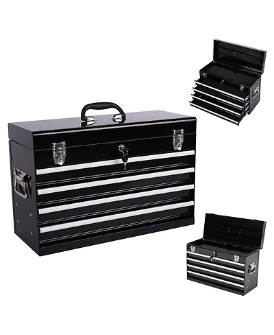 Streamdale Furniture 21" Heavy-Duty 4-Drawer Portable Metal Tool Box with Ball Bearing Slides