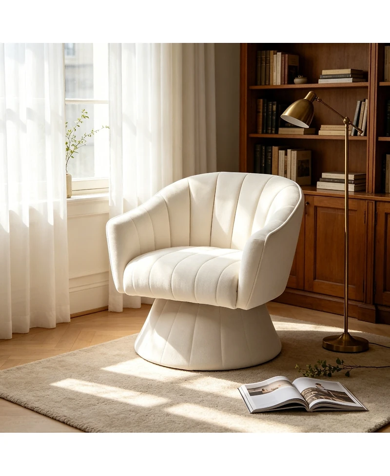 Streamdale Furniture Modern Channel Tufted 360degree(s) Swivel Accent Chair