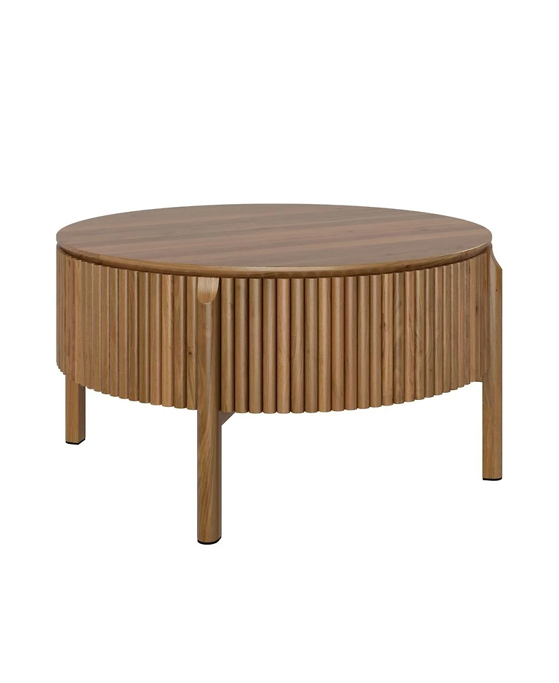 Streamdale Furniture Round Fluted Lift-Top Coffee Table with Hidden Storage