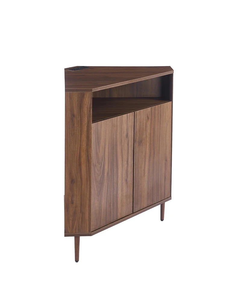 Streamdale Furniture Modern Narrow Wooden Corner Storage Cabinet with Power Strip