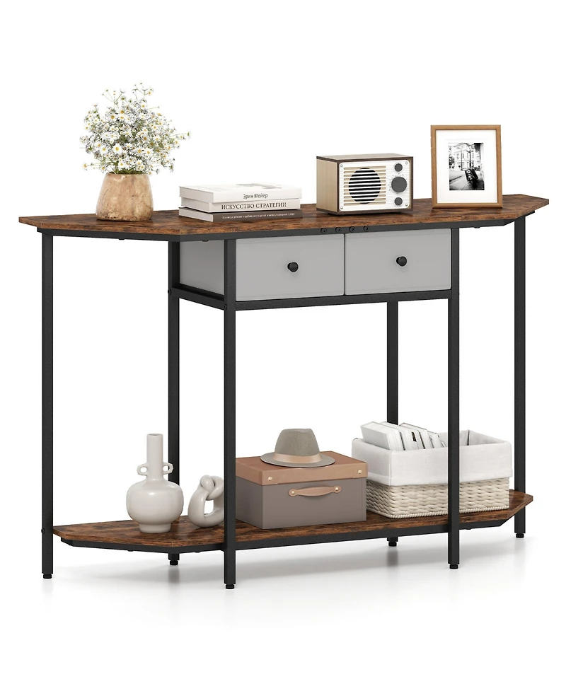 Slickblue Modern Console Table with 2 Drawers and Open Storage