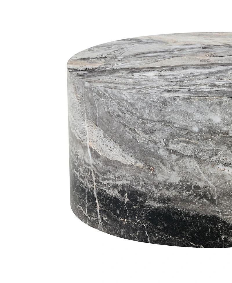 Streamdale Furniture Simple Marble Round Mdf Coffee Table, 23.6" Dia, No Assembly