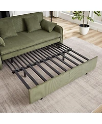 Streamdale Furniture 66" 3-in-1 Corduroy Pullout Sleeper Sofa Bed with Pillows