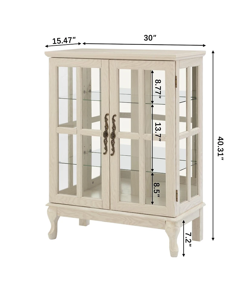 Streamdale Furniture Glass Storage Cabinet with Rgb Lights and 2 Shelves