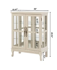 Streamdale Furniture Glass Storage Cabinet with Rgb Lights and 2 Shelves