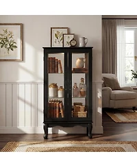Streamdale Furniture Streamdale Lighted 3-Tier Glass Curio Cabinet with Adjustable Shelves and Mirrored Back