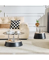 Streamdale Furniture Glass Round Nesting Coffee Table Set - 2 Piece