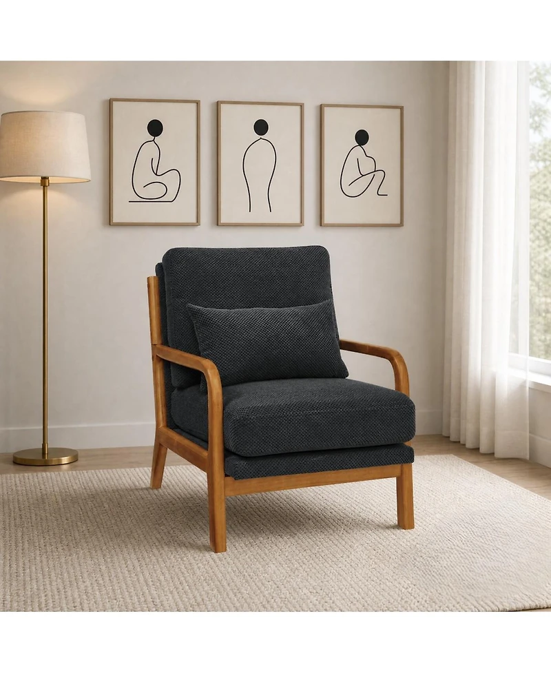Streamdale Furniture Modern Solid Wood Accent Chair with Nubby Upholstery