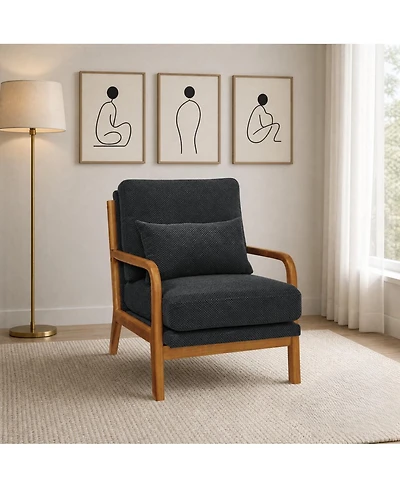 Streamdale Furniture Modern Solid Wood Accent Chair with Nubby Upholstery