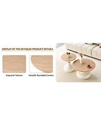Streamdale Furniture Affordable Luxury Gourd Nesting Coffee Table Set, Light Wood and Metal
