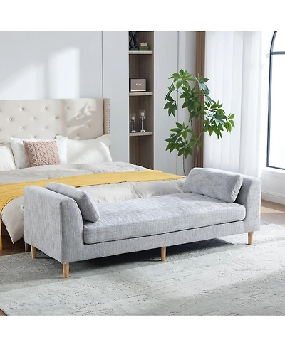 Streamdale Furniture Modern Upholstered Chenille Daybed with Armrests and Bolster Pillows