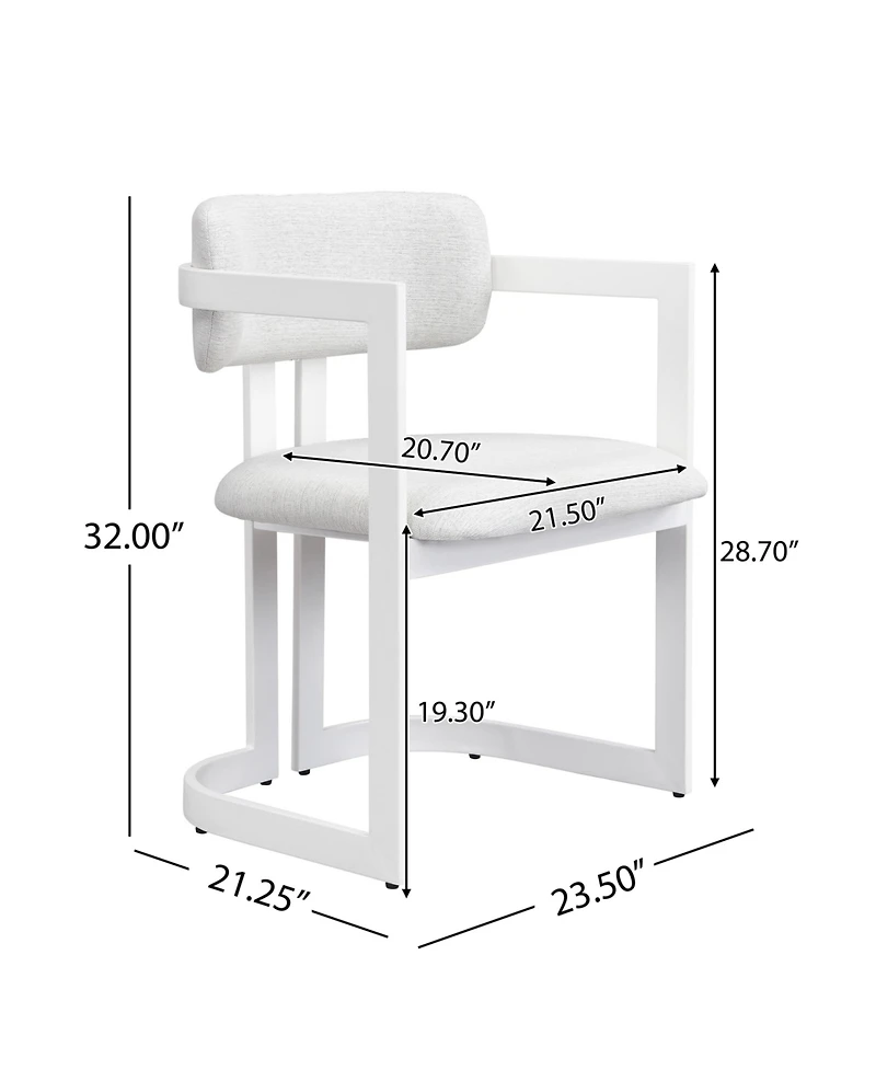 Flynama Set of 2 Fabric Arm Dining Chairs, Iron Metal Frame 265 Lbs Weight Capacity