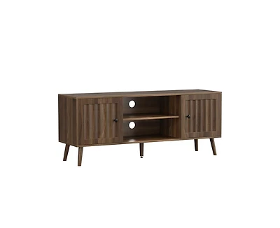 sumyeg Mid-Century Modern Tv Stand Cabinet with Adjustable Shelves and Solid Wood