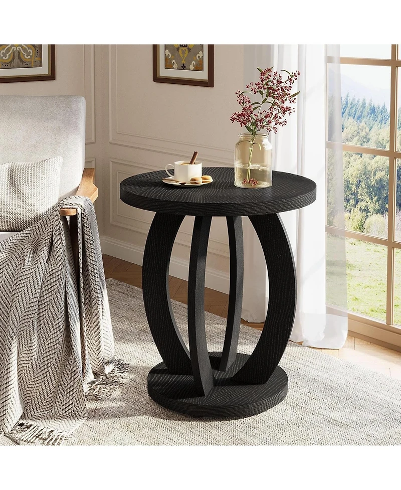Tribesigns Round End Table with Storage