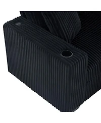 Streamdale Furniture 86.5" L-Shaped Corduroy Sectional Sofa with Cup Holders and Charging Ports